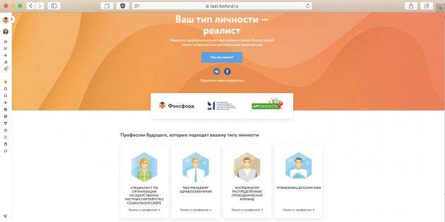 Тест на определение профориентации