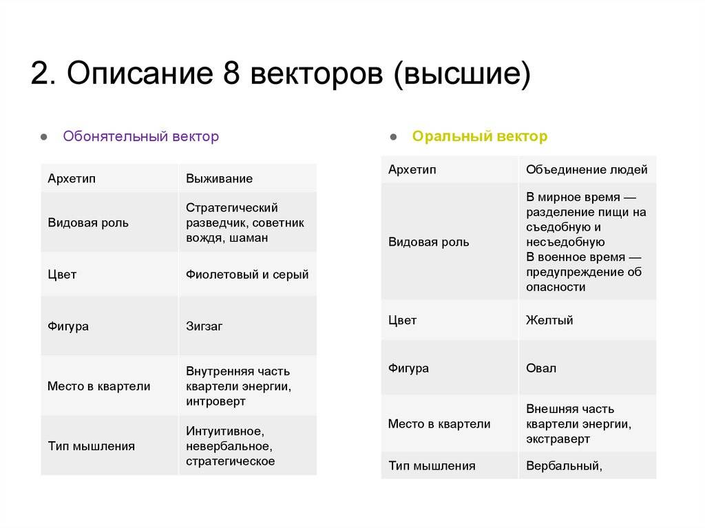 8 векторов системно векторная психология тест